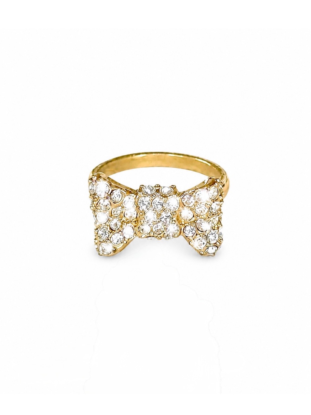 Kate Spade Gold-Toned Crystal Bow Ring - Size 6